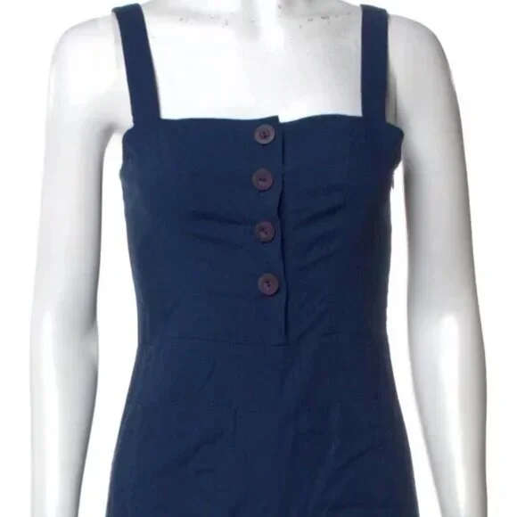 STAUD Boats At The Dock Button Up Deep Blue Jumpsuit - Picture 3 of 4